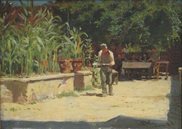 Peder Severin Kroyer The Garden at Albergo del Liri in Sora. the Abruzzi china oil painting image